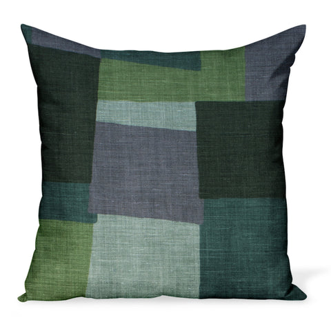 Peter Dunham Textiles' Collage fabric celebrates modern art, color, and geometry. This is the green/gray color way and can be made in a variety of sizes.