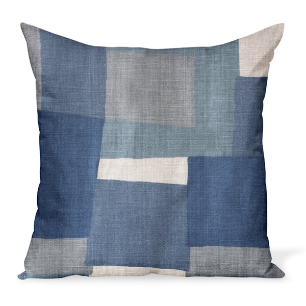 Peter Dunham Textiles' Collage fabric celebrates modern art, color, and geometry. This is the indigo/gray color way and can be made in a variety of sizes.