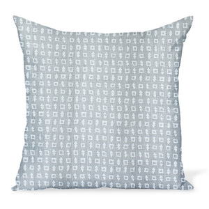 A small-scale print inspired by Japanese Textiles, created by Peter Dunham Textiles on a gray linen. Wabi in Ash cushion or decorative pillow is available in a variety of sizes.